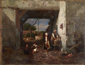 Hühnerhof alkotó: Charles Emile Jacque
