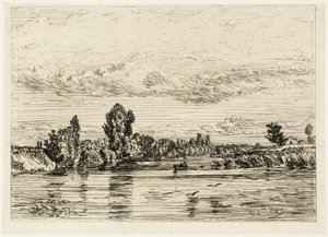 Táj Asnières közelében alkotó: Charles Emile Jacque