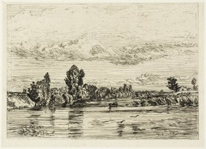Táj Asnières közelében alkotó: Charles Emile Jacque