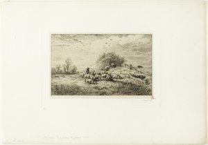 Táj disznócsordával alkotó: Charles Emile Jacque