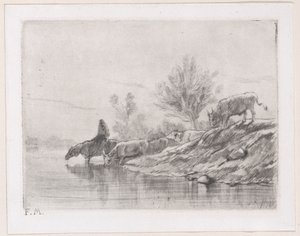 Táj marhákkal, 1848. alkotó: Charles Emile Jacque