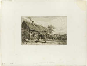 Táj paraszti lakással alkotó: Charles Emile Jacque