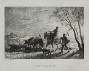 Visszatérve a mezőkről. alkotó: Charles Emile Jacque