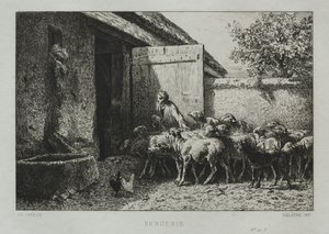 Juhistálló. alkotó: Charles Emile Jacque