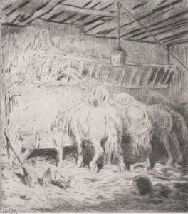 Istálló, 1848. alkotó: Charles Emile Jacque