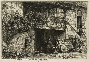 Lépcső a ház előtt alkotó: Charles Emile Jacque