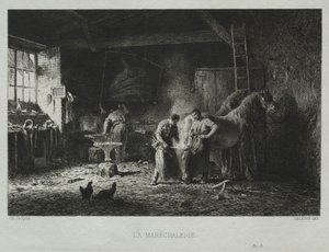 A kovácsműhely. alkotó: Charles Emile Jacque