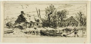 A Frozen Pond, kis tányér alkotó: Charles Emile Jacque