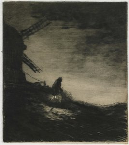 A malom, 1848 (rypoint rulett és tányérhanggal a chine collé-n) alkotó: Charles Emile Jacque