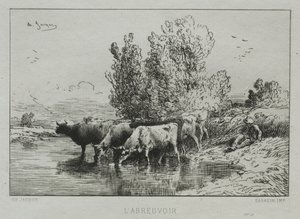 Az öntözőhely. alkotó: Charles Emile Jacque