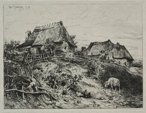 Két házikó a parton, 1879. alkotó: Charles Emile Jacque