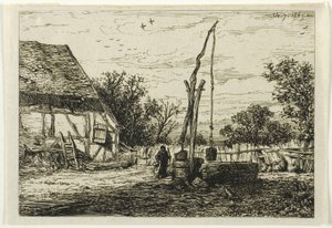 Hát egy Farm udvarban alkotó: Charles Emile Jacque