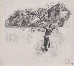Kévét hordozó nő, kb. 1853. alkotó: Charles Emile Jacque