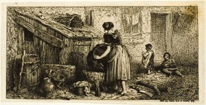 Mosó edények, gyerekekkel alkotó: Charles Emile Jacque