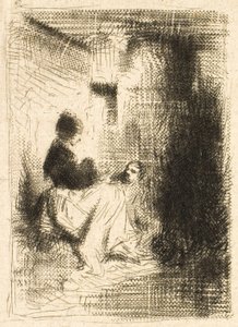 Nő és gyermekei alkotó: Charles Emile Jacque