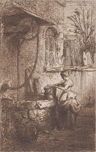 Nő a kútnál, 1842. alkotó: Charles Emile Jacque