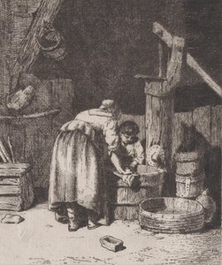 Női mosás, kb. 1845-50. alkotó: Charles Emile Jacque