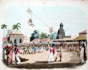 Barbár szertartás, a „Keleti rajzokból”, Thomas Medland (1755-1823) metszete, 1803-ban megjelent (színes litó)