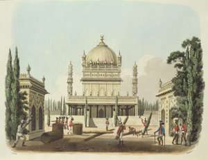 Hyder Ali és Tippoo szultán sírja, 49. tábla az „Oriental Drawings”-ből, Thomas Medland (1755-1823) kocsma metszete. 1806 (akvatinta)