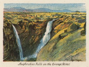 Dél-Afrika: Aughrabies vízesés az Orange folyón (színes litográfia) alkotó: Charles Ernest Peers