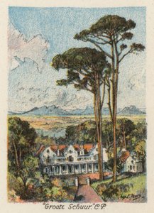 Dél-Afrika: "Groote Schuur", CP (színes litográfia) alkotó: Charles Ernest Peers