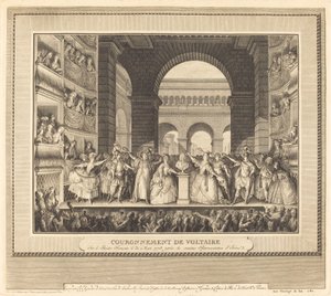 Voltaire megkoronázása (Voltaire megkoronázása) alkotó: Charles Etienne Gaucher after Jean Michel Moreau