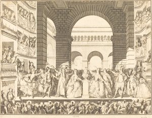 Voltaire megkoronázása (Voltaire megkoronázása) alkotó: Charles Etienne Gaucher after Jean Michel Moreau