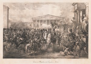 Napóleon és Josephine belépése Milánóba, 19. század eleje (litho) alkotó: Charles Etienne Pierre Motte