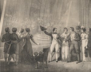 Napóleon és Josephine látogatás a Dávid műtermében, 1808. január 4., kb. 1820-30. alkotó: Charles Etienne Pierre Motte
