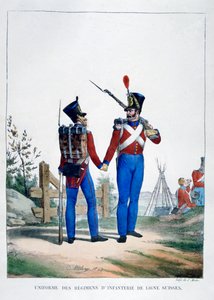 A svájci gyalogos ezred egyenruhája, Franciaország, 1823. alkotó: Charles Etienne Pierre Motte