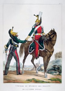 A királyi gárda dragonyosezredének egyenruhája, Franciaország, 1823.