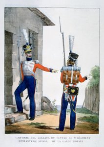 A királyi gárda svájci 7. gyalogezredének egyenruhája, Franciaország, 1823.