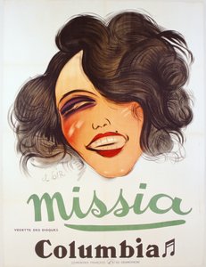 A Columbia Records plakátja a francia chanteuse-t reklámozza, Missia, 1935 körül