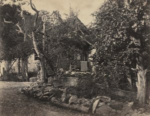 Vidéki jelenet kőépülettel és kereszttel, c. 1857. alkotó: Charles Fortunat Paul Casimir Perier