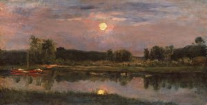 Holdfényes folyó táj, 1855 körül (olaj a fedélzeten) alkotó: Charles Francois Daubigny