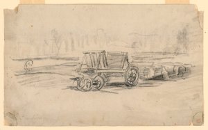 Rajz, Tanyasi szekér, 1850 körül alkotó: Charles Francois Daubigny
