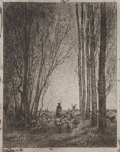 Gyülekező a nyájban alkotó: Charles Francois Daubigny