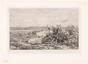 Táj pihenő szarvasmarhákkal szőlő között Les vendanges. (cím a tárgyon) alkotó: Charles Francois Daubigny