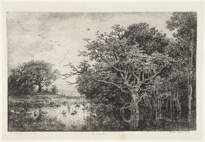 Mocsár gólyákkal alkotó: Charles Francois Daubigny