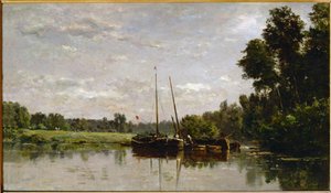 Les peniches - az uszályok ... alkotó: Charles Francois Daubigny