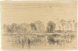 Mocsár és fák árnyéka alkotó: Charles Francois Daubigny