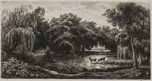 Marsh szarvassal alkotó: Charles Francois Daubigny