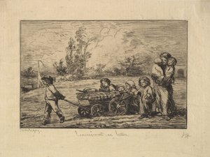 Beköltözés a csónakba, 1861. alkotó: Charles Francois Daubigny