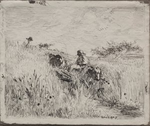 Út a gabonatáblán keresztül alkotó: Charles Francois Daubigny