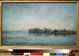 ""Korán reggel"" (reggeli) Charles-Francois (Charles Francois) Daubigny (1817-1878) festménye 1858 Puskin Múzeum, Moszkva alkotó: Charles Francois Daubigny