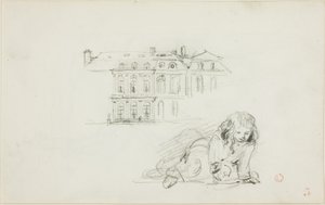 Vázlatok: (recto); gólya (verso): A Hotel de Ville, Tours és egy játszó lány (recto); gólya (verso)
