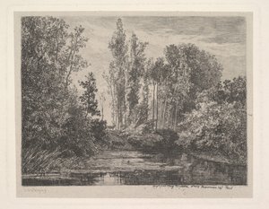 Stags at the Waters Edge, 1850. alkotó: Charles Francois Daubigny
