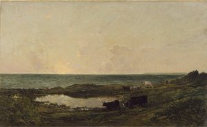 Naplemente Villerville partvidékén alkotó: Charles Francois Daubigny