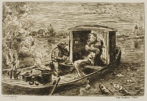 Lenyelés (étkezés a hajón) alkotó: Charles Francois Daubigny