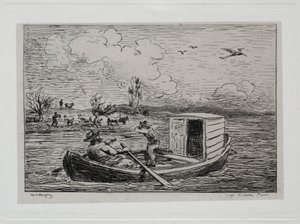 A hajókirándulás: Le Mot de Cambronne A szlengmérkőzés, 1861. alkotó: Charles Francois Daubigny
